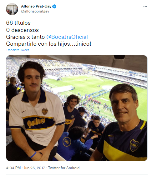 Alfonso Prat-Gay hincha de Boca 2022
